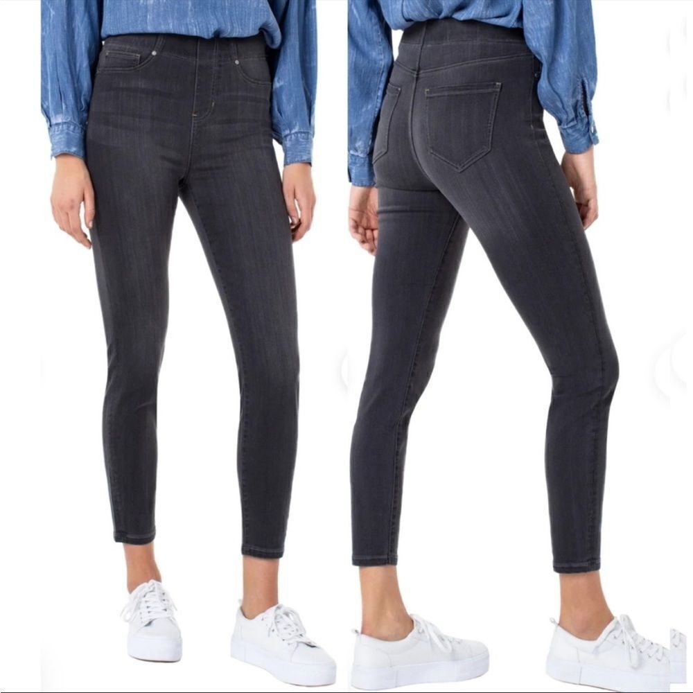 Liverpool the skinny pull-on washed black stretch high rise jeans size 6/28